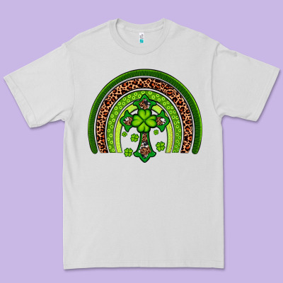 Western Shamrock Cross Rainbow Premium Tee Designed By Artiststas