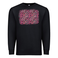 Black pink glitter leopard with heart background Premium Sweatshirt - OliviaCreatesArt