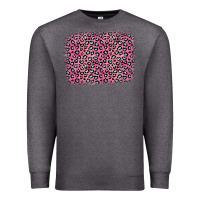 Charcoal Heather pink glitter leopard with heart background Premium Sweatshirt - OliviaCreatesArt