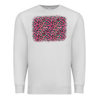 Dove Grey pink glitter leopard with heart background Premium Sweatshirt - OliviaCreatesArt