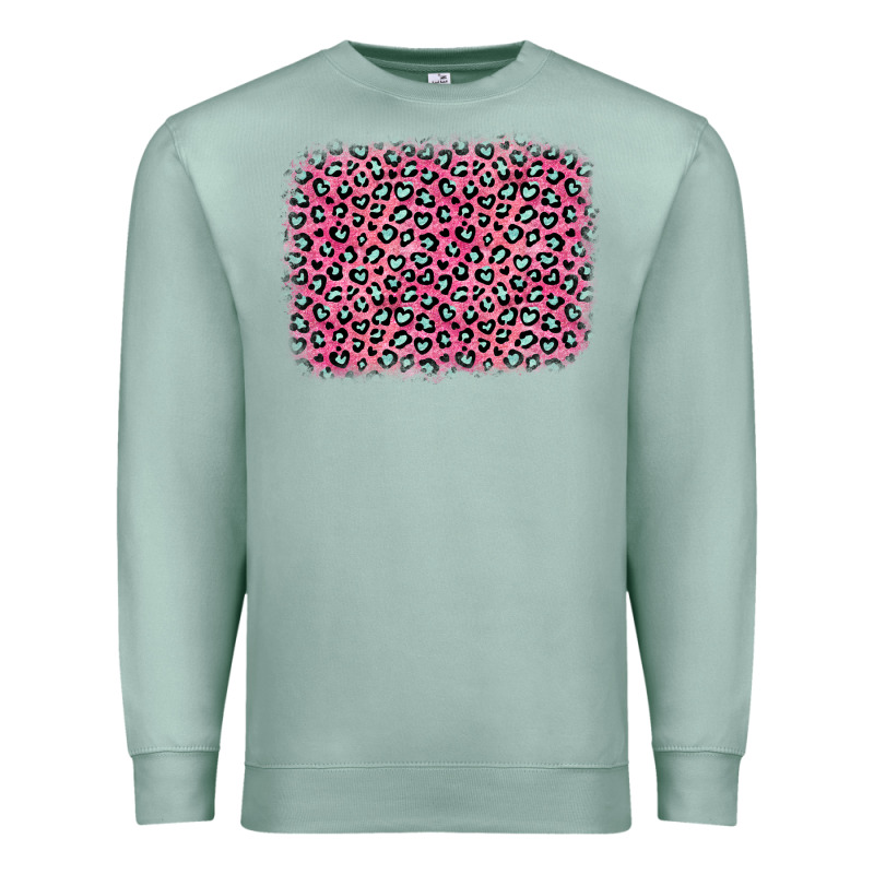 Pink Glitter Leopard With Heart Background Premium Sweatshirt by OliviaCreatesArt | Teevron