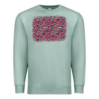 Seafoam pink glitter leopard with heart background Premium Sweatshirt - OliviaCreatesArt