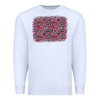 White pink glitter leopard with heart background Premium Sweatshirt - OliviaCreatesArt