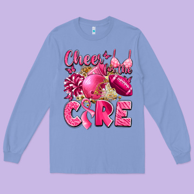 Cheer For The Cure Breast Cancer Long Sleeve Tee Designed By Lillyallendesigns
