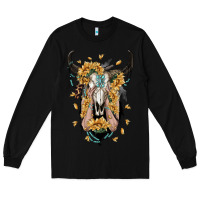 Black sunflower boho bull skull with hands Long Sleeve Tee - RanaPortraitStore