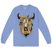 Colony Blue sunflower boho bull skull with hands Long Sleeve Tee - RanaPortraitStore