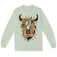 Matcha sunflower boho bull skull with hands Long Sleeve Tee - RanaPortraitStore