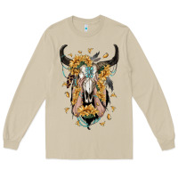 Mushroom sunflower boho bull skull with hands Long Sleeve Tee - RanaPortraitStore