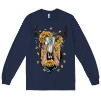 Navy sunflower boho bull skull with hands Long Sleeve Tee - RanaPortraitStore