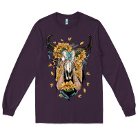 Plum sunflower boho bull skull with hands Long Sleeve Tee - RanaPortraitStore