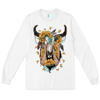 White sunflower boho bull skull with hands Long Sleeve Tee - RanaPortraitStore