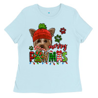 Baby Blue merry pawmas christmas yorkie Ladies Tee - Jasminsmagicworld