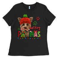 Black merry pawmas christmas yorkie Ladies Tee - Jasminsmagicworld