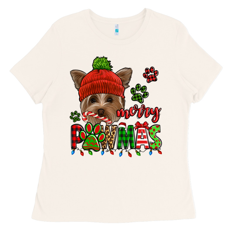 Merry Pawmas Christmas Yorkie Ladies Tee by Jasminsmagicworld | Teevron