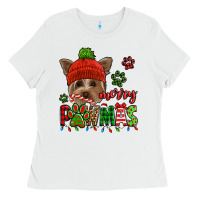White merry pawmas christmas yorkie Ladies Tee - Jasminsmagicworld