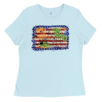 Baby Blue American flag halloween background Ladies Tee - JahusDesignShop