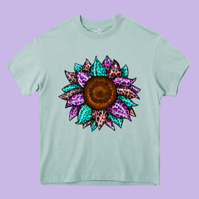 Sunflower Leopard Color Heavy Core Tee Designed By Jahusdesignshop