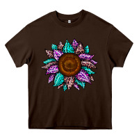 Chocolate Brown sunflower leopard color Heavy Core Tee - JahusDesignShop