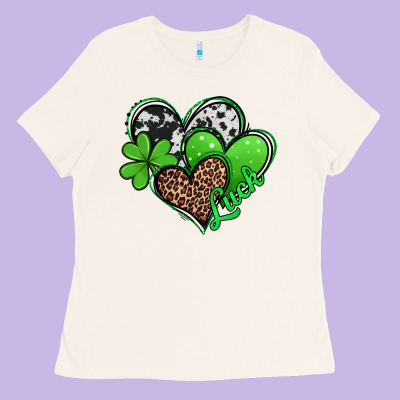 St. Patrick's Day Hearts Ladies Tee Designed By Jasminsmagicworld