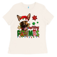 Merry Pawmas Christmas German Shepherd Ladies Tee | Teevron