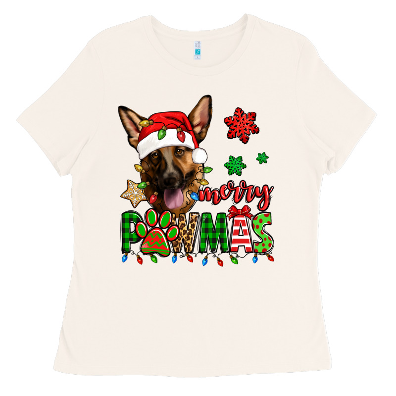 Merry Pawmas Christmas German Shepherd Ladies Tee by Jasminsmagicworld | Teevron