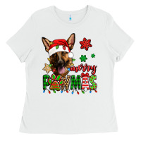 White merry pawmas christmas german shepherd Ladies Tee - Jasminsmagicworld