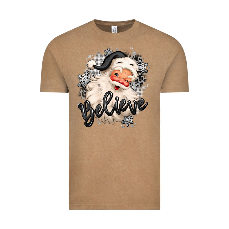 Believe Buffalo Plaid White Christmas Santa Claus Vintage Tee by MaliasSmallBusiness | Teevron