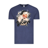 Vintage Denim believe buffalo plaid white christmas santa claus Vintage Tee - MaliasSmallBusiness