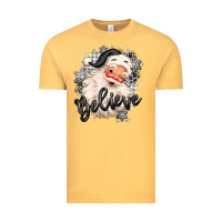 Vintage Mustard believe buffalo plaid white christmas santa claus Vintage Tee - MaliasSmallBusiness