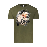 Vintage Olive believe buffalo plaid white christmas santa claus Vintage Tee - MaliasSmallBusiness
