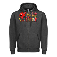 Charcoal Heather Be my valentine Valentine's Day Zipper Hoodie - HowdyJamesFarm