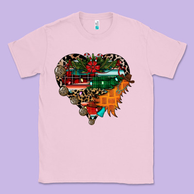 Festive Western Christmas Heart Classic Tee Designed By Cowhidedigitalart