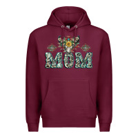 Burgundy Mom with Cow skull Mother's Day Premium Hoodie - CowGirlArtShop