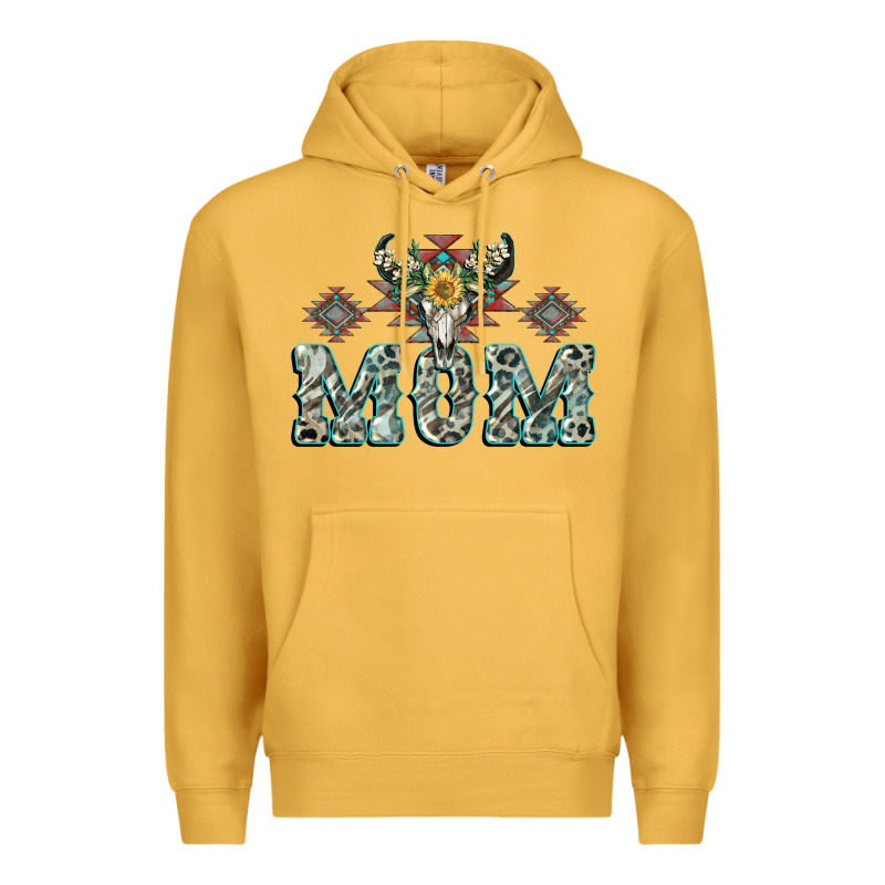 Mom With Cow Skull Mother's Day Premium Hoodie by CowGirlArtShop | Teevron