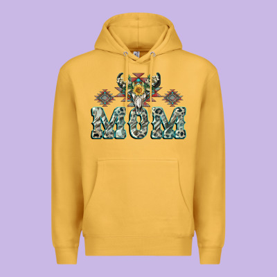 Mom With Cow Skull Mother's Day Premium Hoodie Designed By Cowgirlartshop