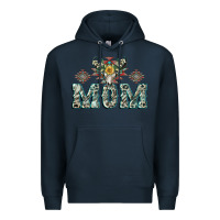 Navy Mom with Cow skull Mother's Day Premium Hoodie - CowGirlArtShop