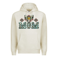Oatmeal Heather Mom with Cow skull Mother's Day Premium Hoodie - CowGirlArtShop