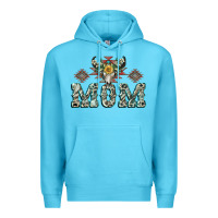 Ocean Blue Mom with Cow skull Mother's Day Premium Hoodie - CowGirlArtShop