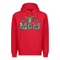 Red Mom with Cow skull Mother's Day Premium Hoodie - CowGirlArtShop