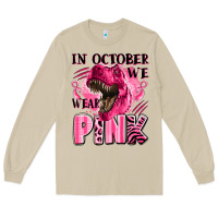 Mushroom in october we wear pink dinosaur Long Sleeve Tee - LillyAllenDesigns