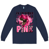 Navy in october we wear pink dinosaur Long Sleeve Tee - LillyAllenDesigns