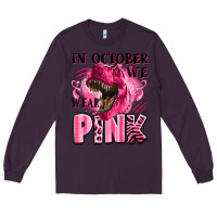 Plum in october we wear pink dinosaur Long Sleeve Tee - LillyAllenDesigns