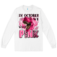 White in october we wear pink dinosaur Long Sleeve Tee - LillyAllenDesigns