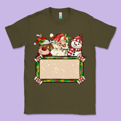 Santa Reindeer Snowman Preview And Costom Name Classic Tee Designed By Maliassmallbusiness