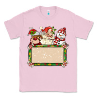 Bubblegum Pink santa reindeer snowman preview and costom name Classic Tee - MaliasSmallBusiness