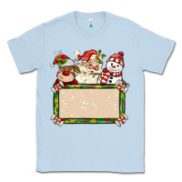 Dusty Blue santa reindeer snowman preview and costom name Classic Tee - MaliasSmallBusiness