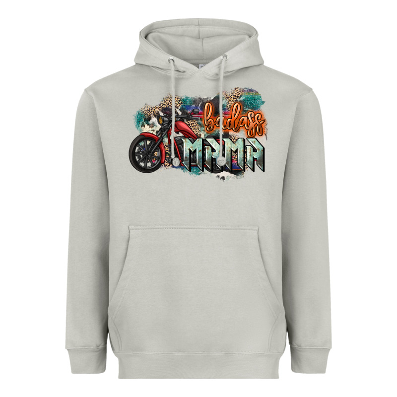 Badass Mama Motorcycle Mother's Day Heavyweight Hoodie by HowdyJamesFarm | Teevron