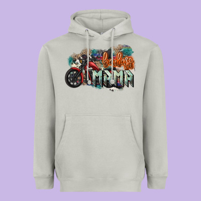 Badass Mama Motorcycle Mother's Day Heavyweight Hoodie Designed By Howdyjamesfarm