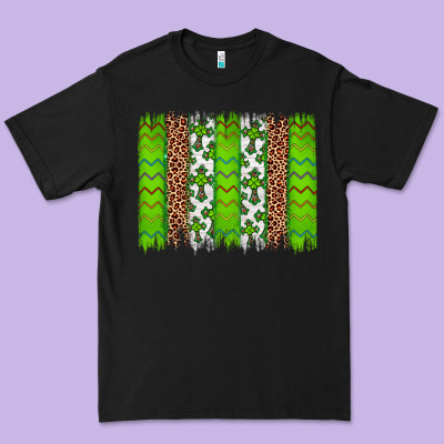 Western St. Patrick's Shamrock Cross Leopard Brushstroke Premium Tee Designed By Artiststas