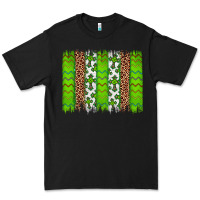 Black Western St. Patrick's Shamrock Cross Leopard Brushstroke Premium Tee - Artiststas